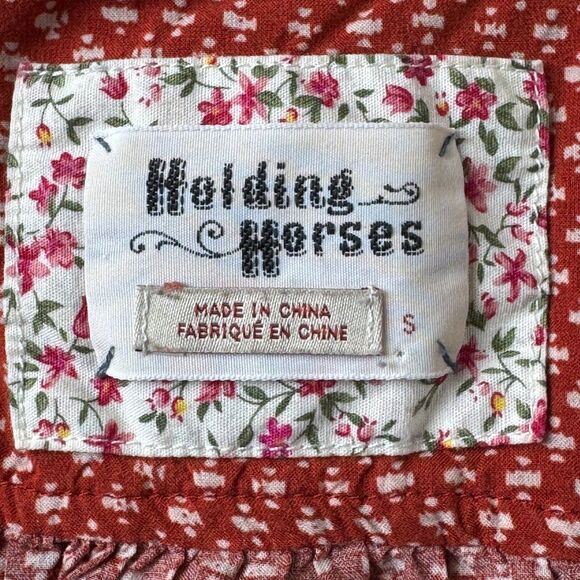 Holding Horses Anthropologie Tunic Top Small Boho Rust Red Peasant Style Tiered - Picture 8 of 13